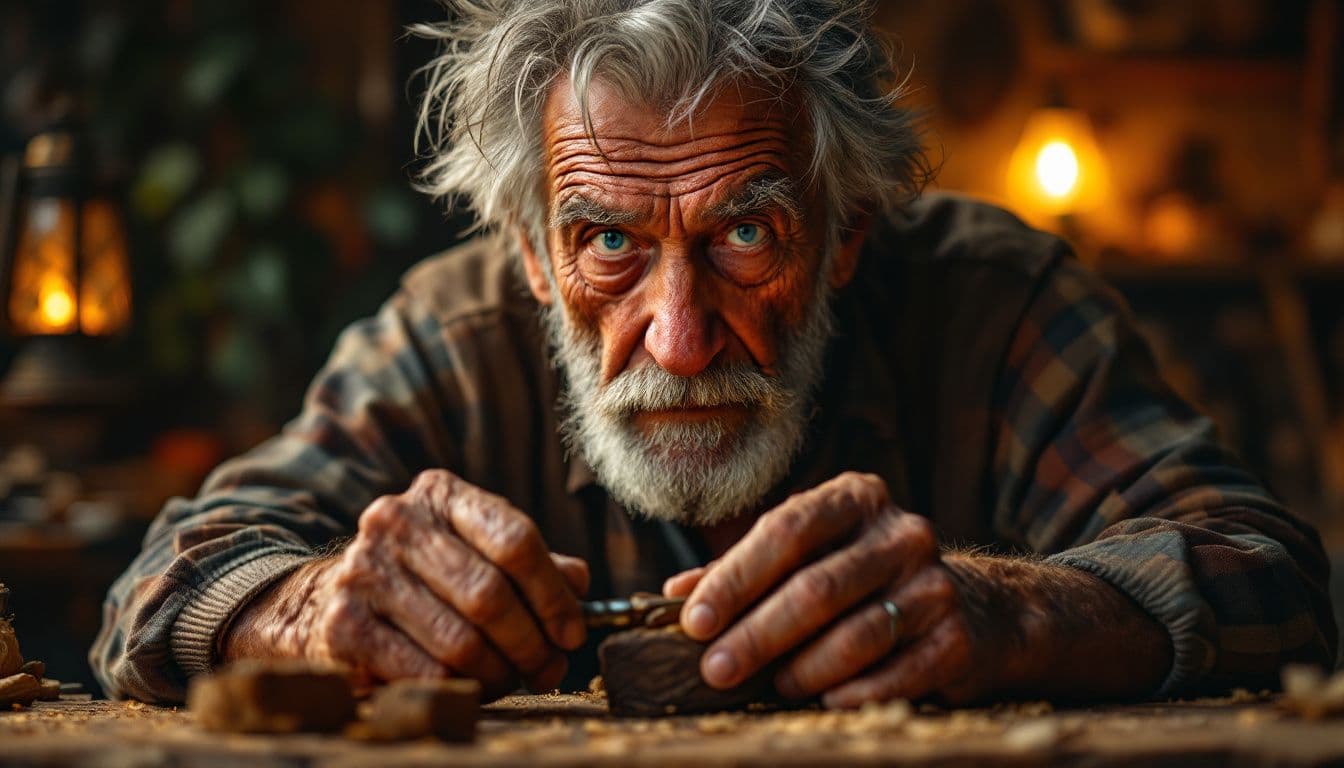 Elderly craftsman working